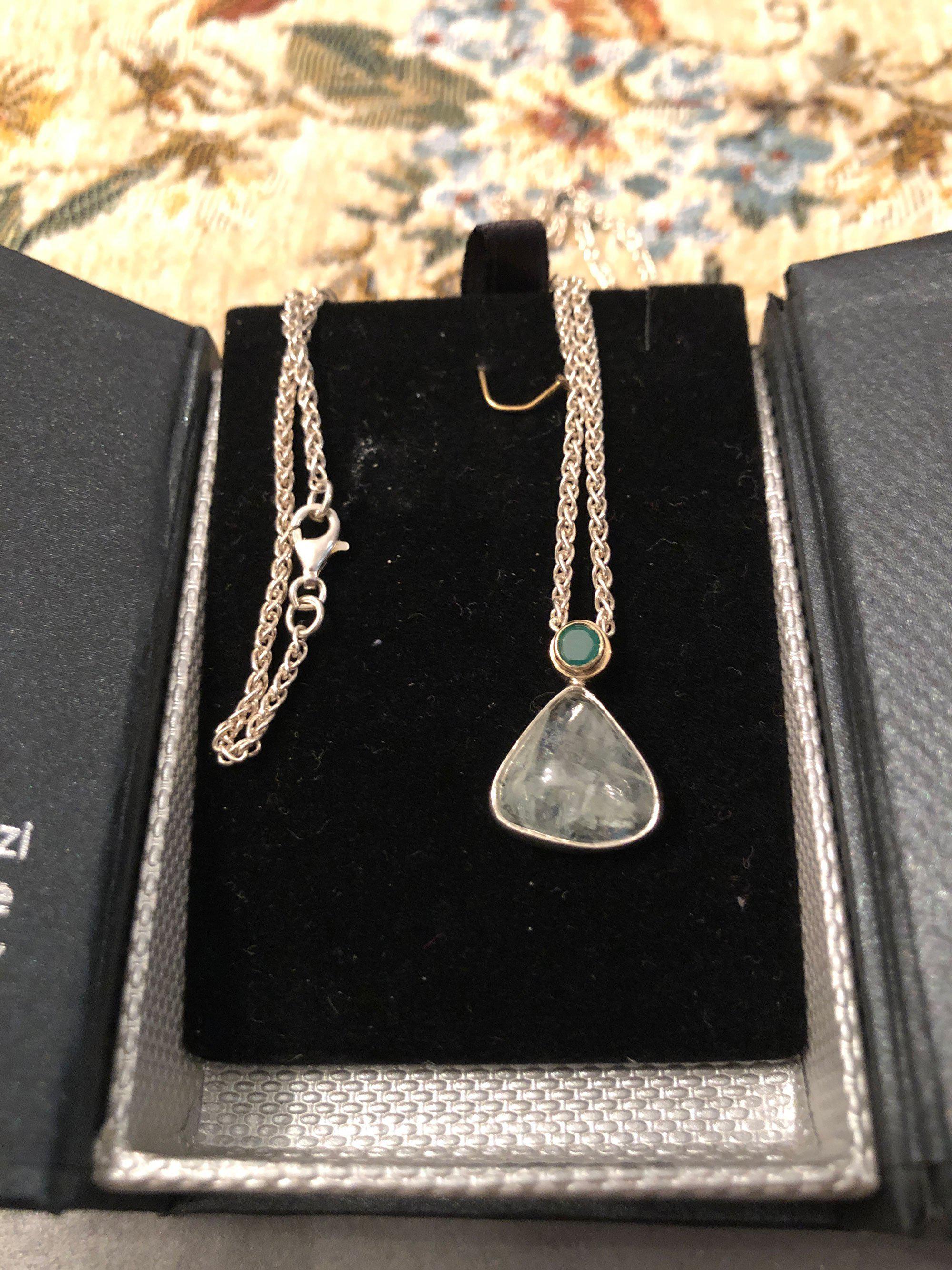 Greek Jewelry, Sterling silver Pendant, Solid silver Pendant, Greek Pendant, Emerald Fluorite Pendant, Aqua Marine pendant - Dinos-Virginia