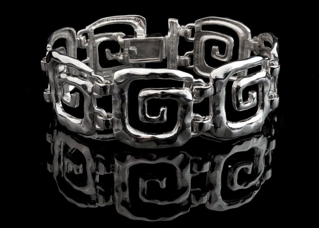 Greek Key Meander Bracelet in Sterling Silver (B-60) - ELEFTHERIOU EL