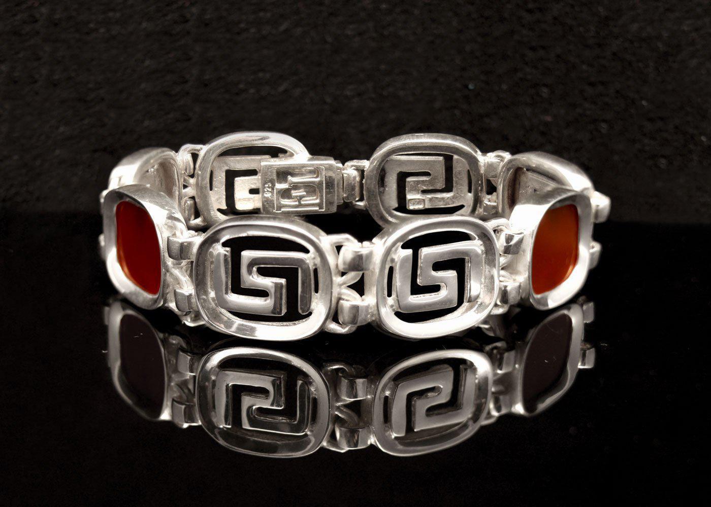 Greek Key Meander Bracelet in Sterling Silver (B-67)