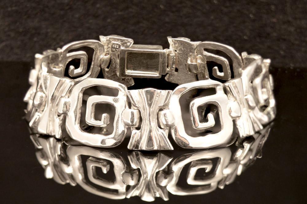 Greek Key Meander Bracelet in Sterling Silver (B-69) - ELEFTHERIOU EL