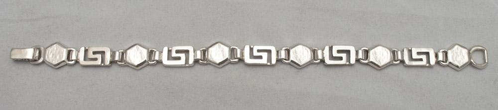 Greek Key Meander Bracelet in Sterling Silver (B-87) - ELEFTHERIOU EL
