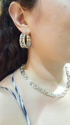 Greek Key Meander Earrings in sterling Silver, Meander Earrings, Greek Key Earrings (AG-06)
