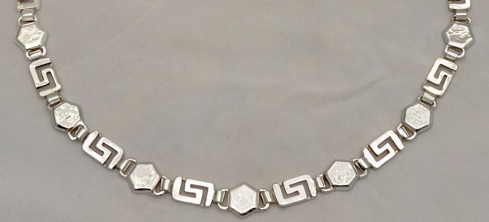 Greek Key Meander Necklace in Sterling Silver - ELEFTHERIOU EL