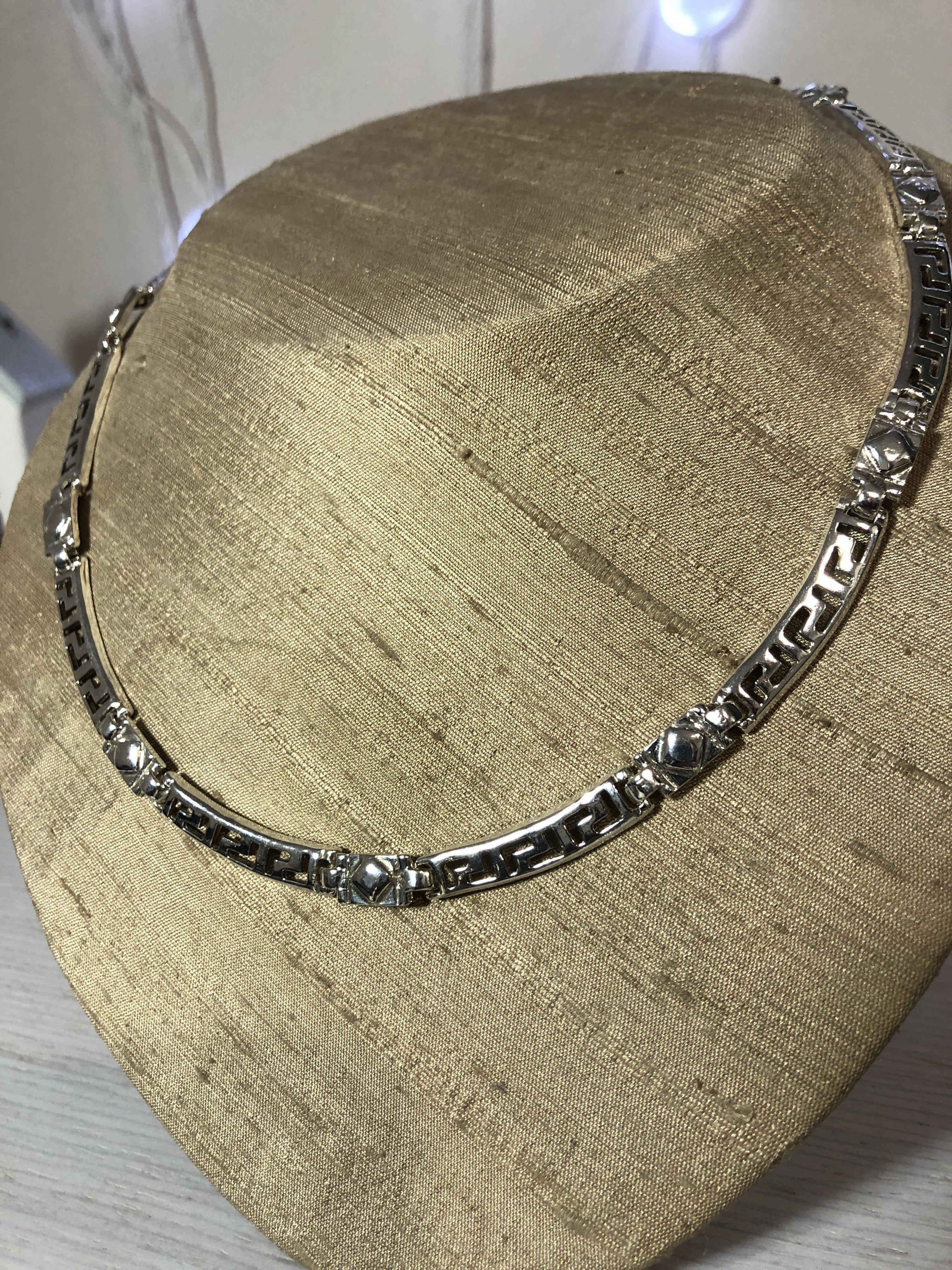 Greek Key Meander Necklace in Sterling Silver, Meander Necklace