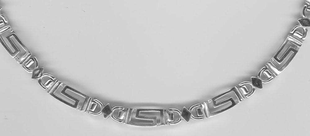 Greek Key Meander Necklace in Sterling Silver (PE-03) - ELEFTHERIOU EL