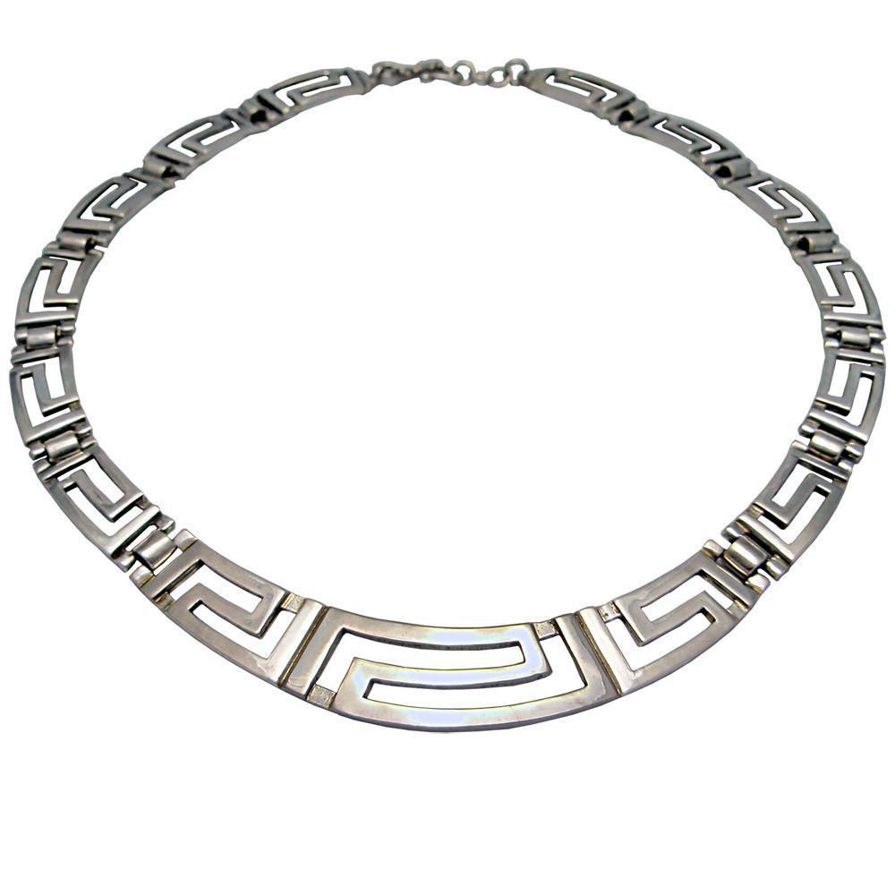 Greek Key Meander Necklace in Sterling Silver (PE-10)