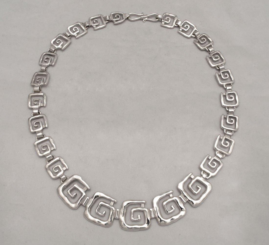 Greek Key Meander Necklace in Sterling Silver (PE-11)