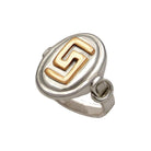 Greek Key Meander Ring in Sterling Silver with Gold 14k (DX-09)