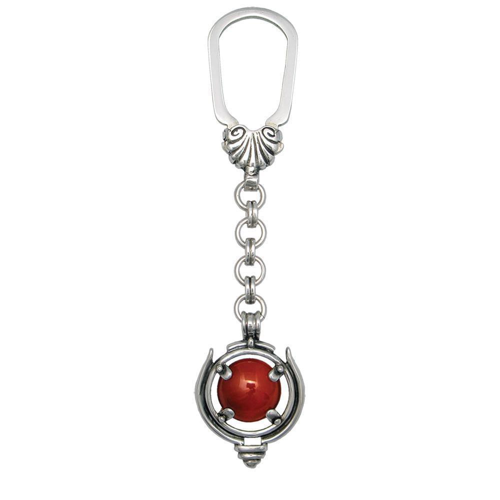 Greek Traditional Key ring in sterling silver with a carnelian (MP-24) - ELEFTHERIOU EL