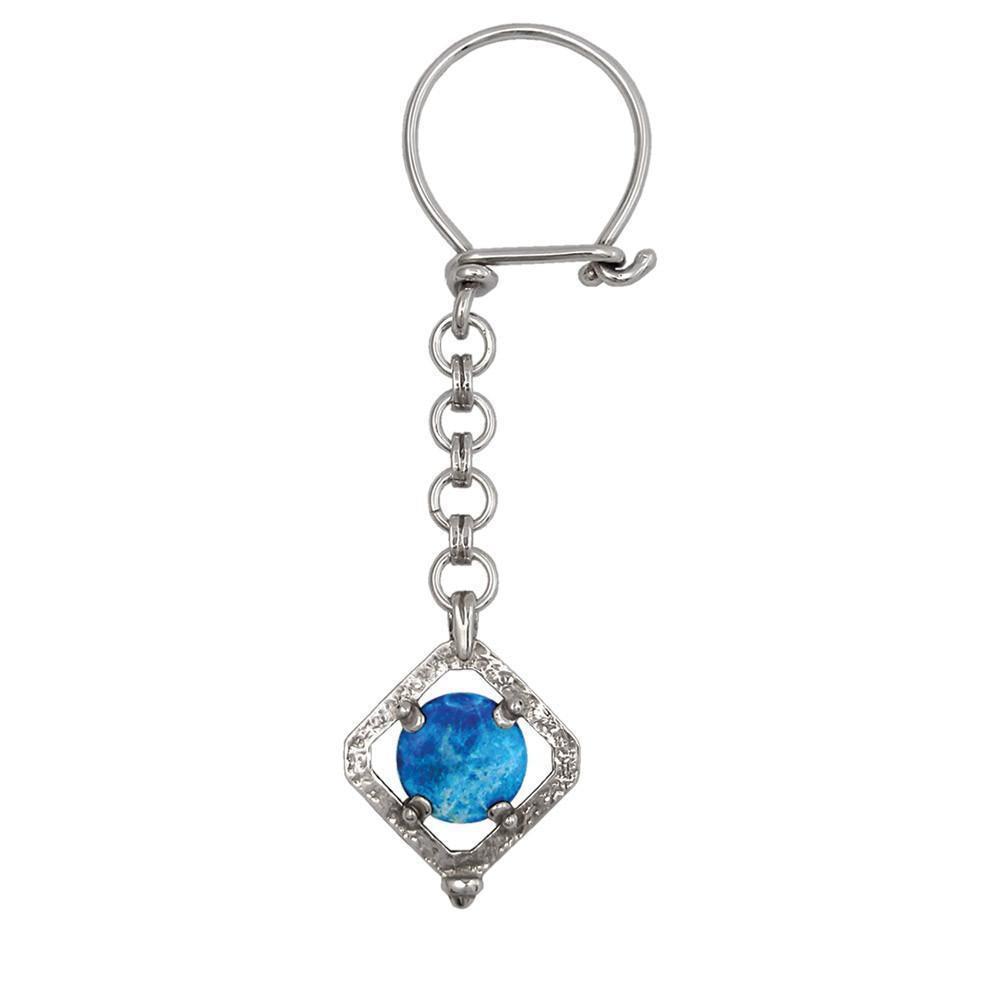 Greek Traditional Key ring in sterling silver with a lapis lazuli (MP-19) - ELEFTHERIOU EL