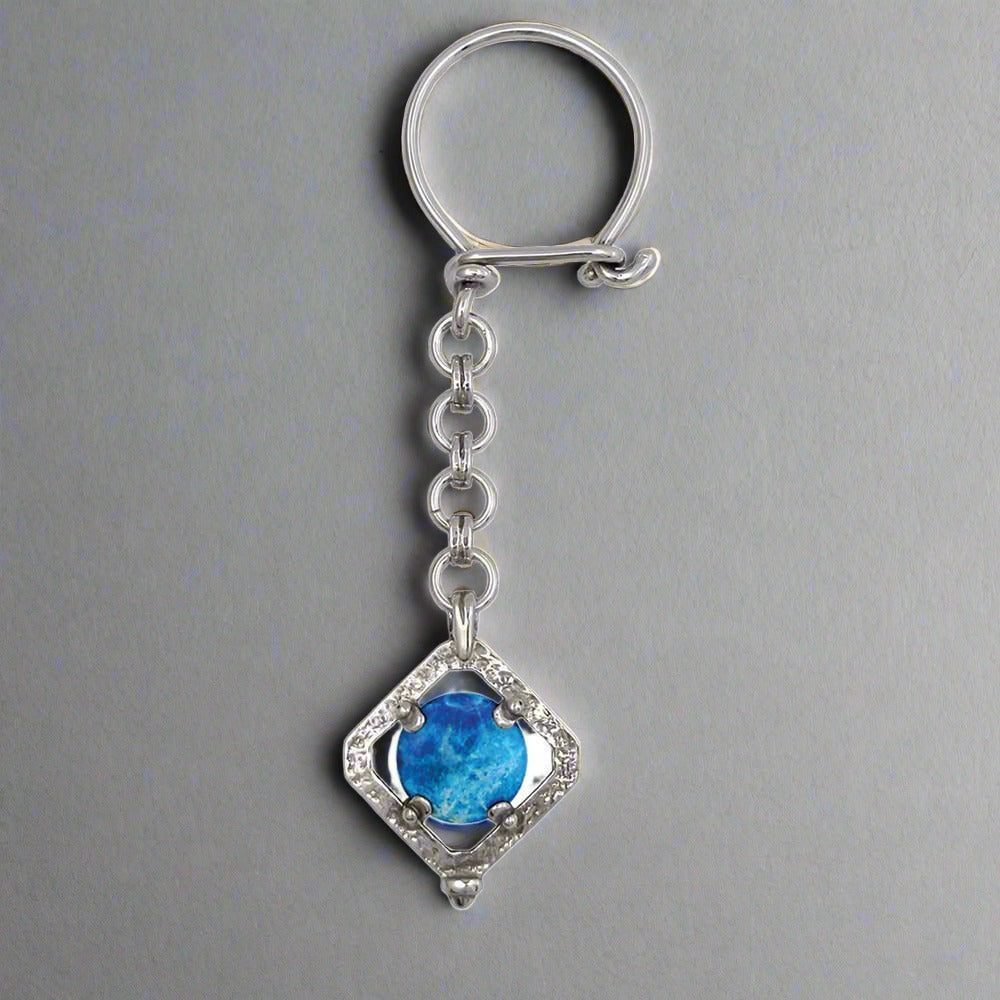 Greek Traditional Key ring in sterling silver with a lapis lazuli (MP-19)