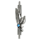Greek Traditional Olive Leaf Brooch in Sterling silver with turquoise (K-30)