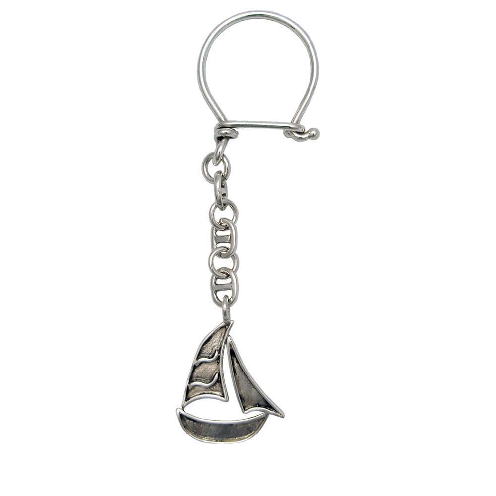 Greek Traditional Sailboat Key ring in sterling silver (MP-17) - ELEFTHERIOU EL