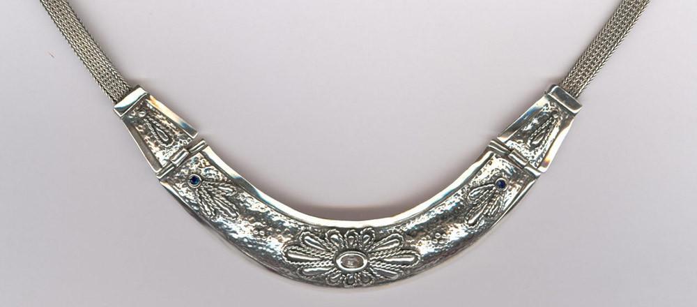 Greek Traditional Sterling Silver Necklace with Zircon (PE-53) - ELEFTHERIOU EL
