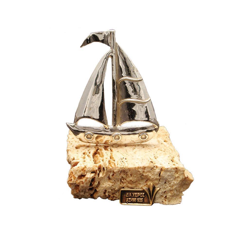 Handmade sailboat in sterling silver Nautical Decor (A-33-30) - ELEFTHERIOU EL