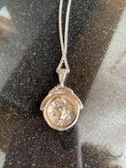 Helios ancient sun god and rose, Ancient Coinage of Rhodes, bronze pendant, handmade pendant, womens jewelry
