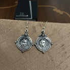 Helios ancient sun god and rose earrings, Ancient Coinage of Rhodes, Sterling silver earrings, handmade earrings (AG-07)