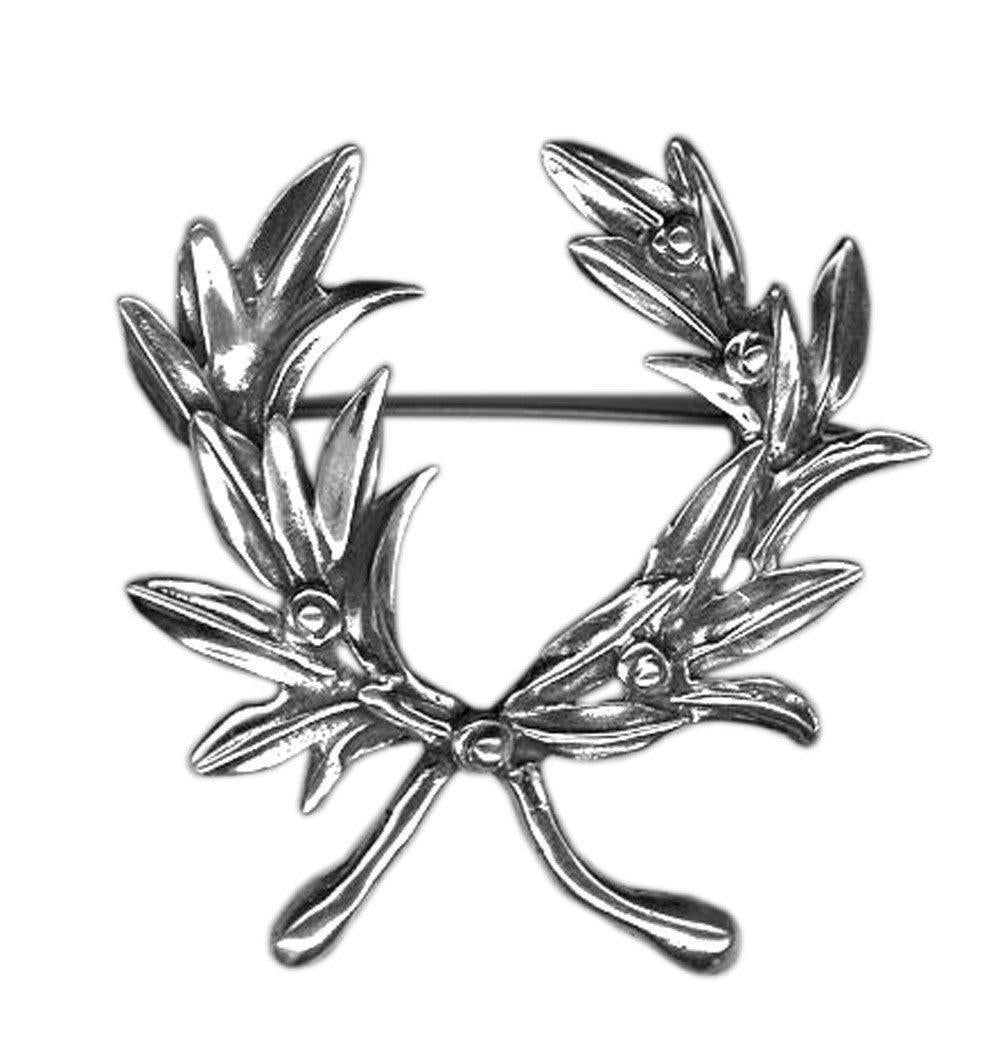 Kotinos Olive leaf Wreath brooch in sterling Silver (K-01) - ELEFTHERIOU EL