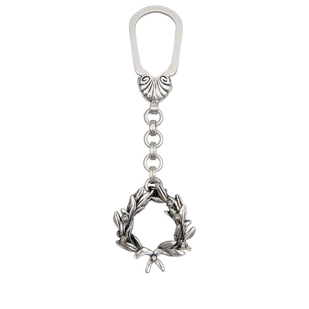 Kotinos Olive leaf Wreath key ring in Sterling Silver, silver keychain, men's gift, handmade keychain (MP-18) - ELEFTHERIOU EL