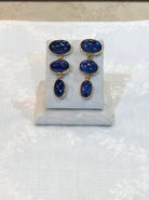 Kyanite oval cabochon stones and 18k gold earrings, one of a kind, Fine earrings, Handmade earrings, Greek Jewelry