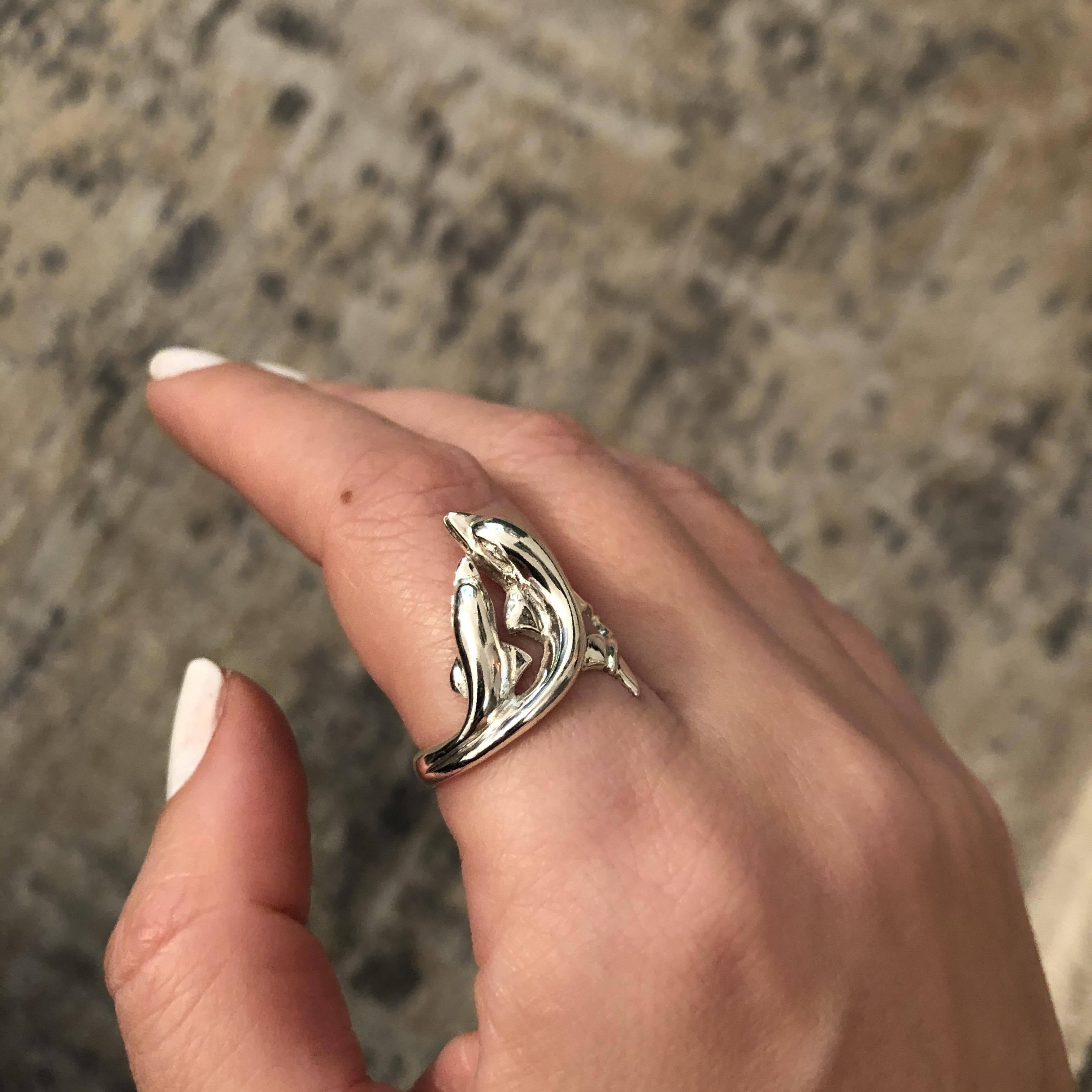 Minoan Dolphins Ring in Sterling Silver, womens jewelry - ELEFTHERIOU EL