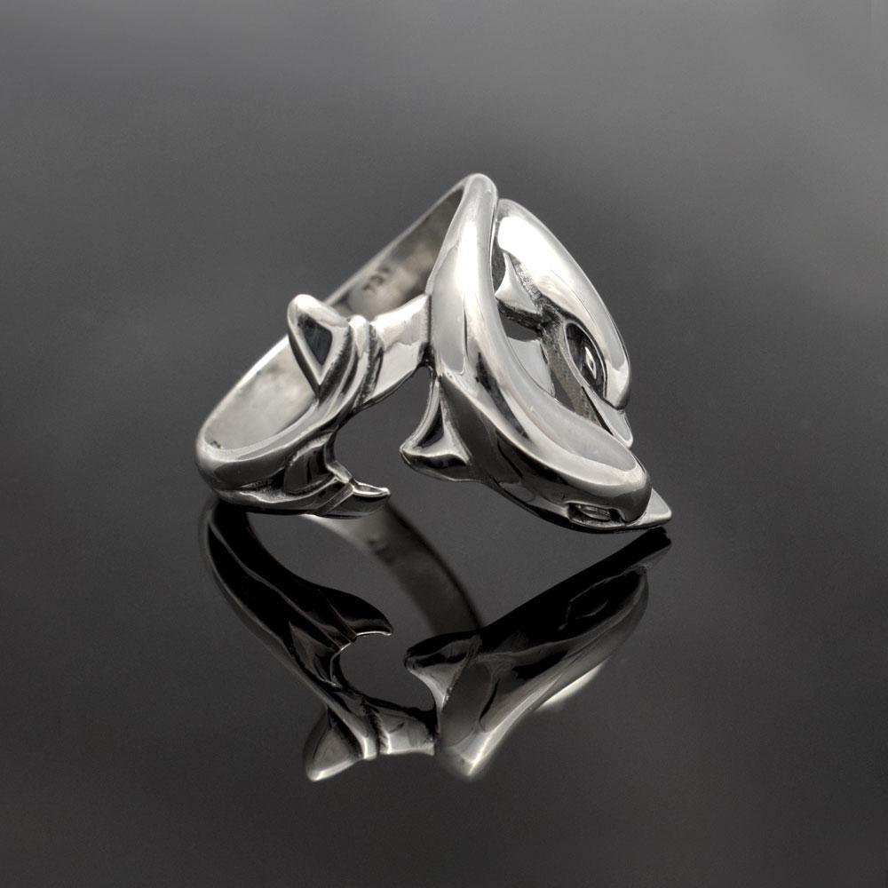Minoan Dolphins Ring in Sterling Silver, womens jewelry