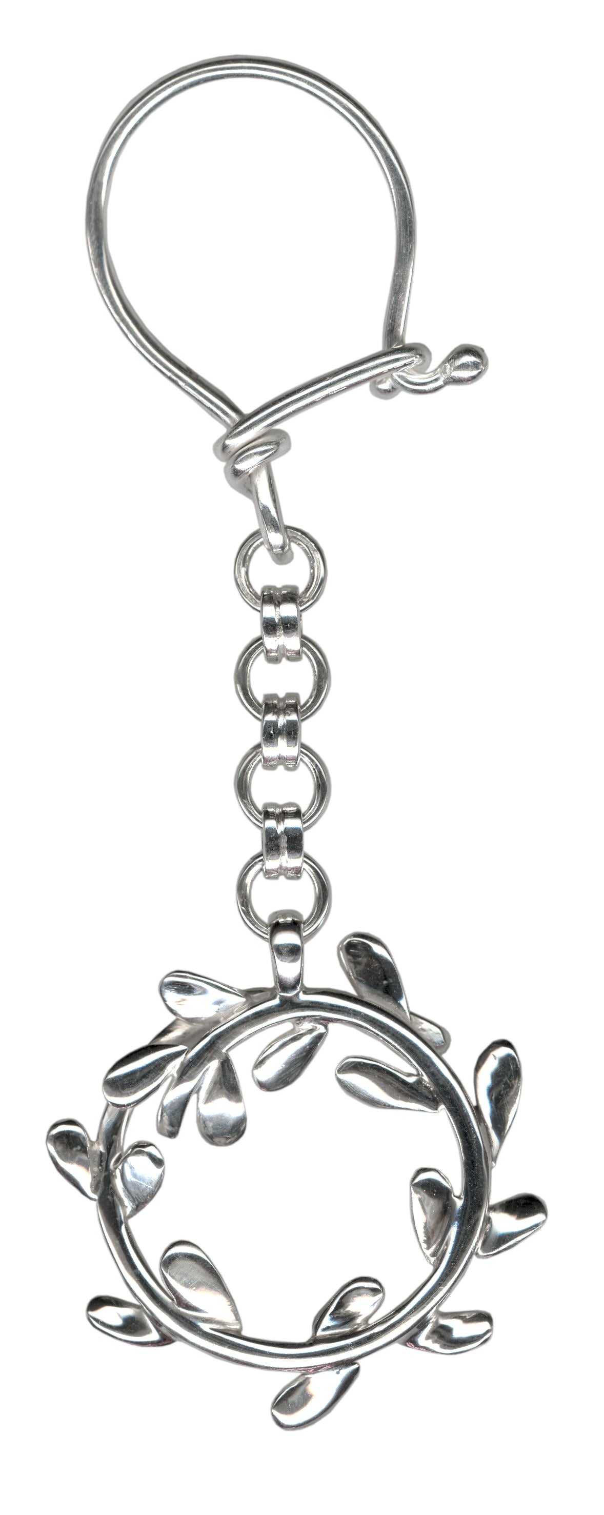Olive leaf Wreath key ring in Sterling Silver, silver keychain, men's gift, handmade keychain - ELEFTHERIOU EL