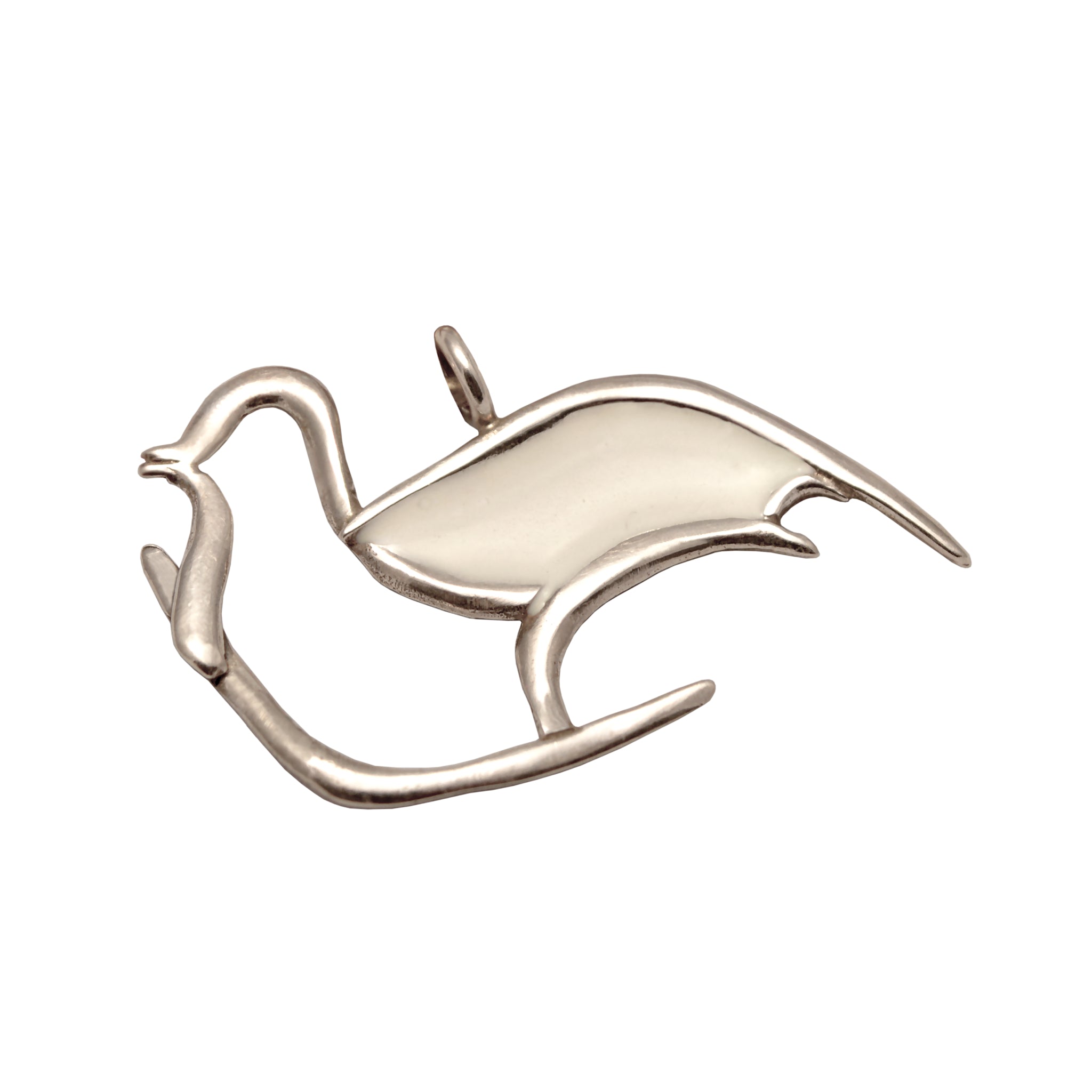 Pigeon Charm on plexiglass, silver charm with bronze leaves, home decor, gift idea, charm favor (PX-06)