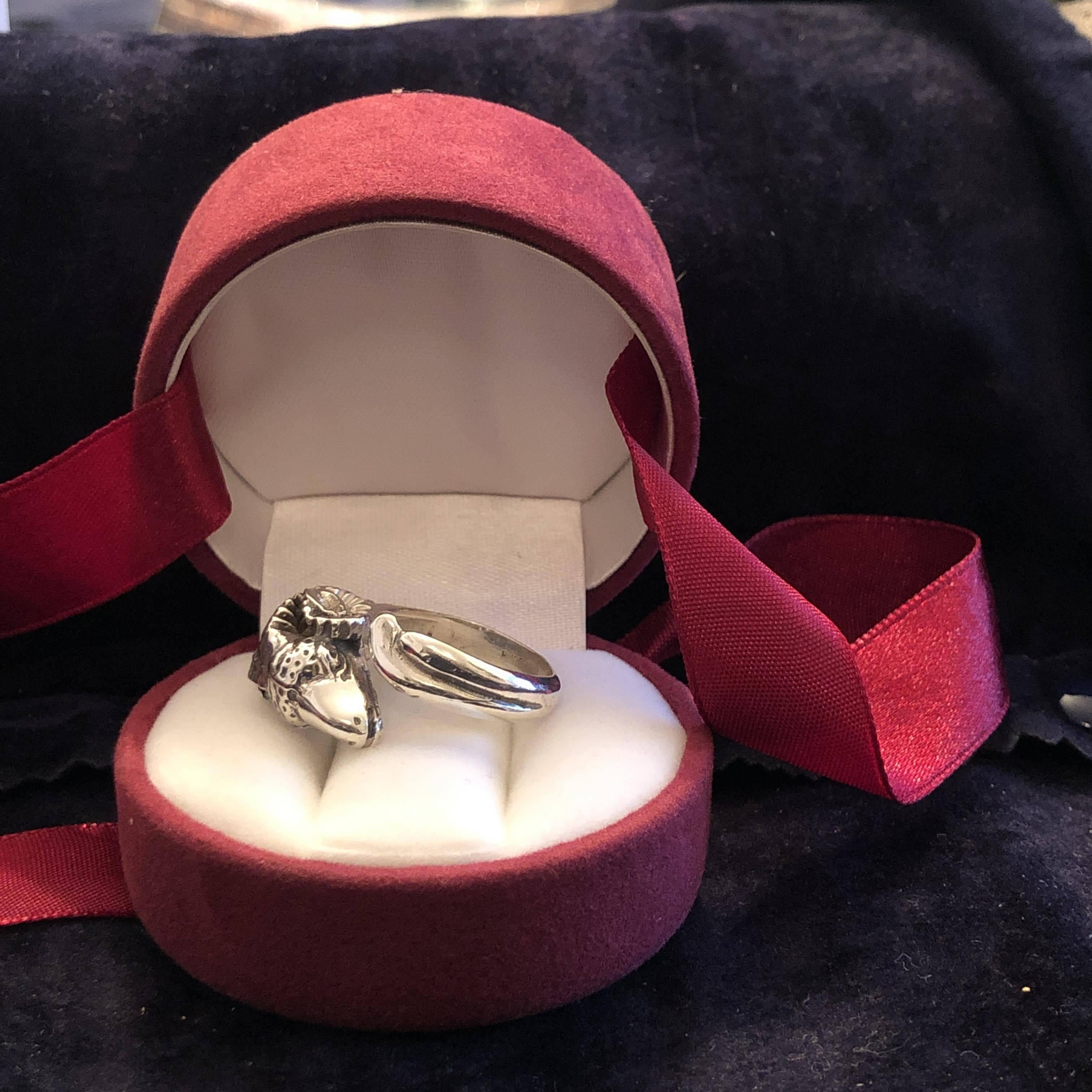 Ram Ring, Ram Head Ring in solid sterling silver - ELEFTHERIOU EL