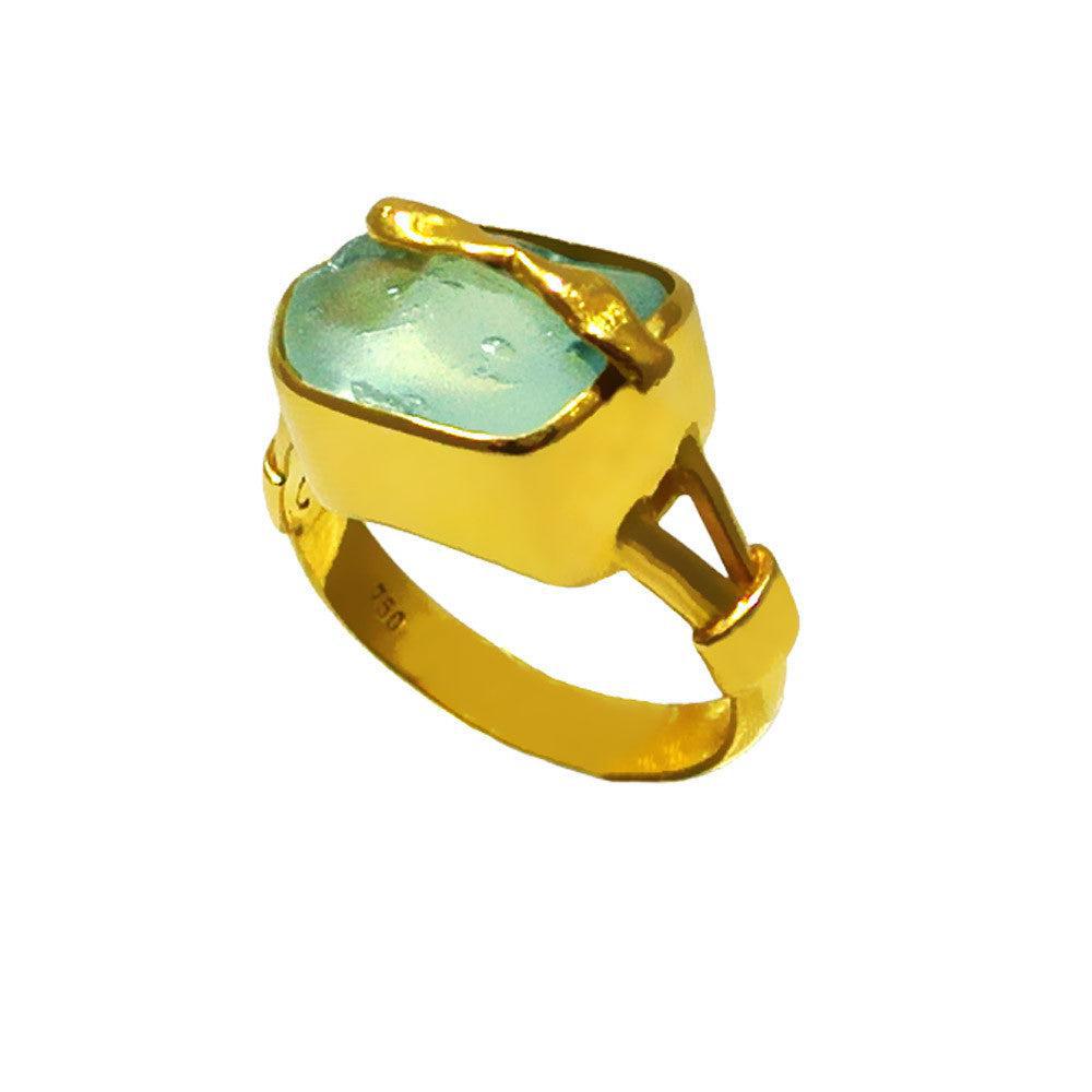 Ring in 18k Gold with Aquamarine (B-39) - Dinos-Virginia