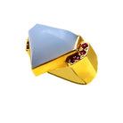 Ring in 18k Gold with Chalcedony and Rubies (B-43)