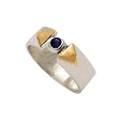 Ring in Sterling Silver with a Blue Zircon and Gold 14k (DX-33)