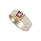 Ring in Sterling Silver with a Purple Zircon and Gold 14k (DX-31)