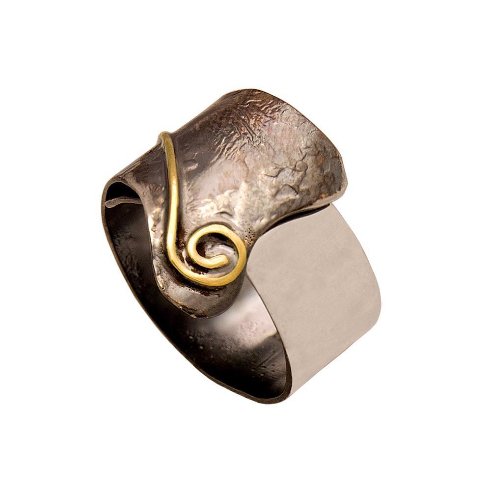 Ring in Sterling Silver with Decorative Black Patina (Oxidation) (DM-37) - ELEFTHERIOU EL