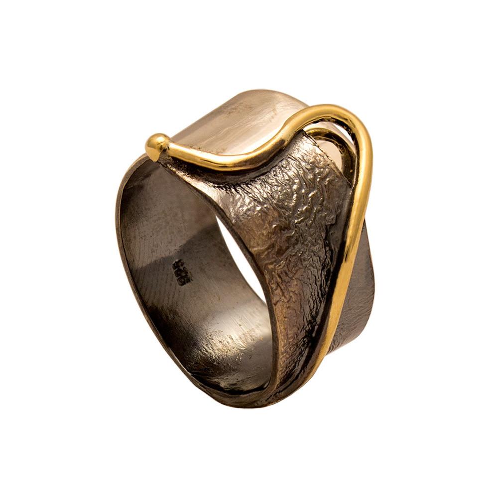 Ring in Sterling Silver with Decorative Black Patina (Oxidation) (DM-41)