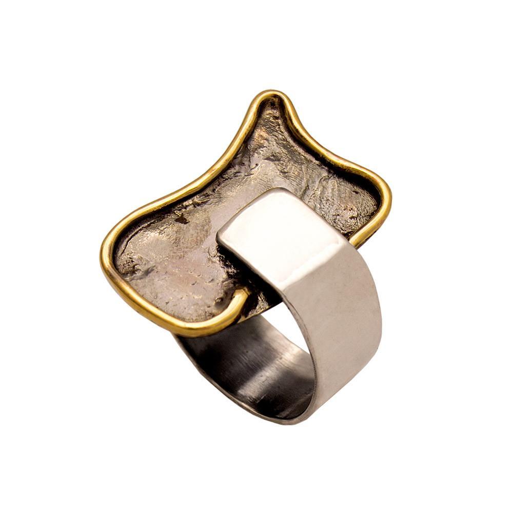 Ring in Sterling Silver with Decorative Black Patina (Oxidation) (DM-42) - ELEFTHERIOU EL