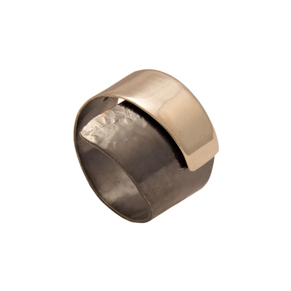 Ring in Sterling Silver with Decorative Black Patina (Oxidation) (DM-48) - ELEFTHERIOU EL