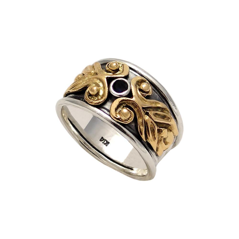 Ring in Sterling Silver with zircon and Gold 14k (DX-25)
