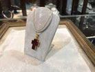Ruby crystal cross 18k Gold with a 14k gold chain, one of a kind, Fine Cross Pendant, Handmade pendant, Greek Jewelry