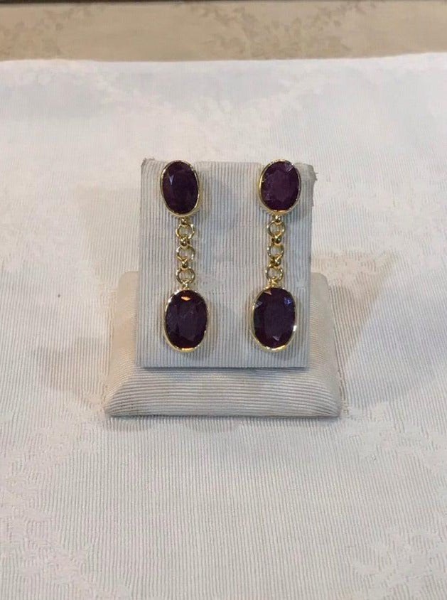 Ruby oval cabochon stones and 18k gold earrings, one of a kind, Fine earrings, Handmade earrings, Greek Jewelry - Dinos-Virginia