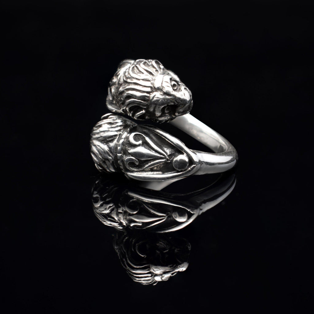 Two Headed Lion Ring, Ancient Greek Ring, Sterling Silver ring, Greek Jewelry - ELEFTHERIOU EL