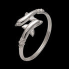 Two Headed Minoan Dolphins Torc Bangle in Sterling Silver (B-80)