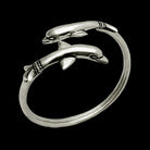 Two Headed Minoan Dolphins Torc Bangle in Sterling Silver (B-81)